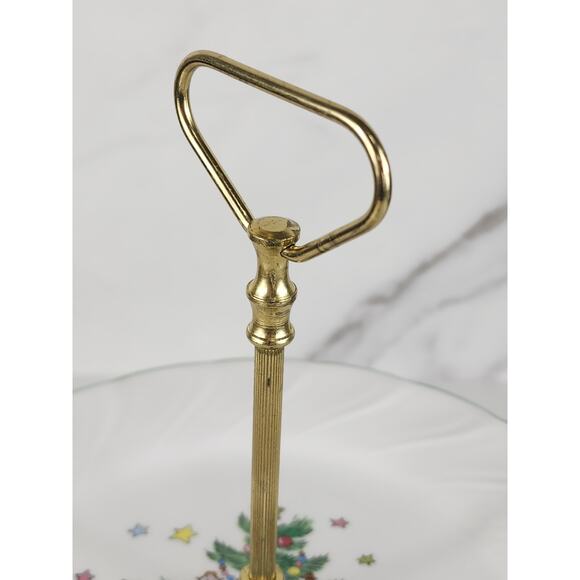 Nikko Happy Holidays Two Tier Serving Tray Christmas Green Trim Japan w/ Box - Picture 16 of 16